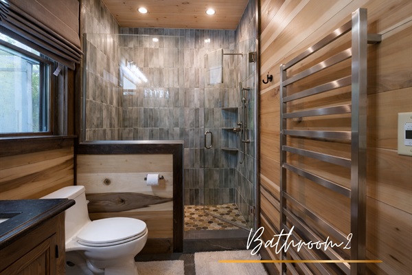 A beautifully designed bathroom with modern amenities, ensuring comfort during your stay.