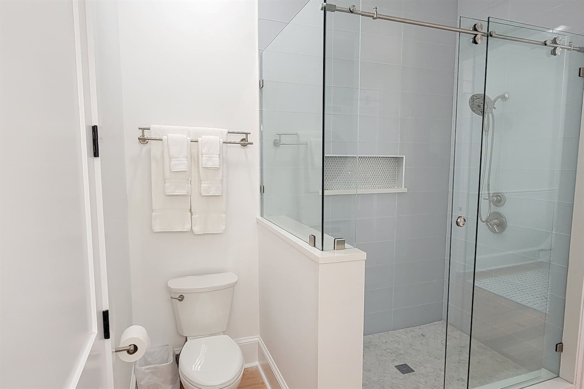 Spa like bathroom with large shower.