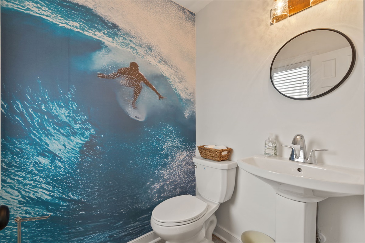 Half bath with a fun coastal touch.