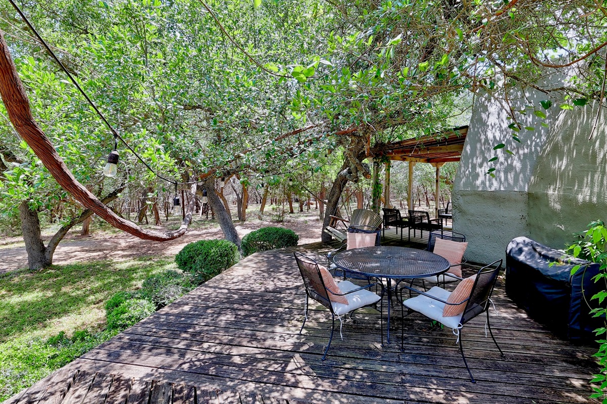 Relaxing outdoor seating area surrounded by nature
