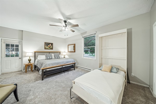 Enjoy the twin Murphy bed for extra guests or children.