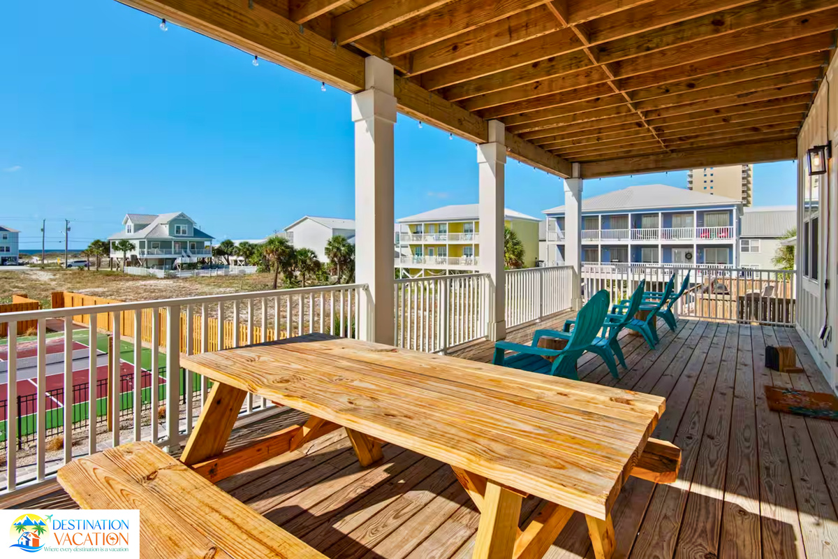 Outdoor dining made memorable beneath the coastal sky.
