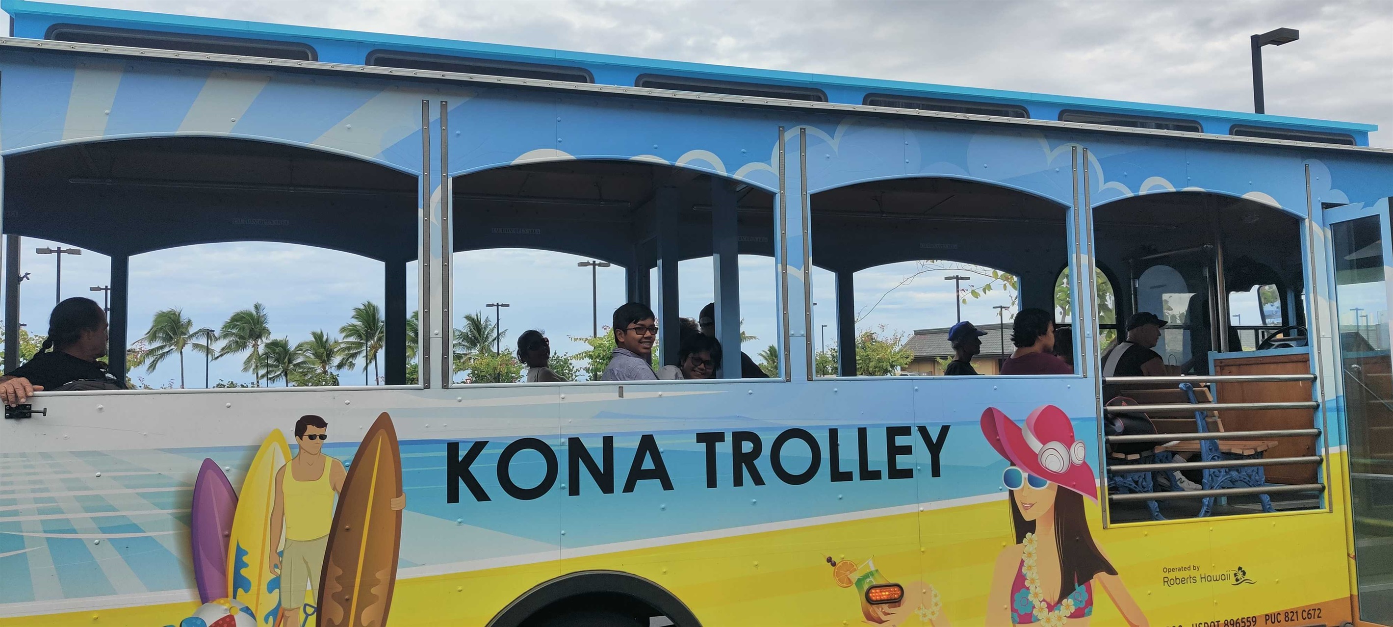 Take the free shuttle (runs every hour from Long's Drugs) from Keauhou Shopping Center to Kona Downtown, Target etc.