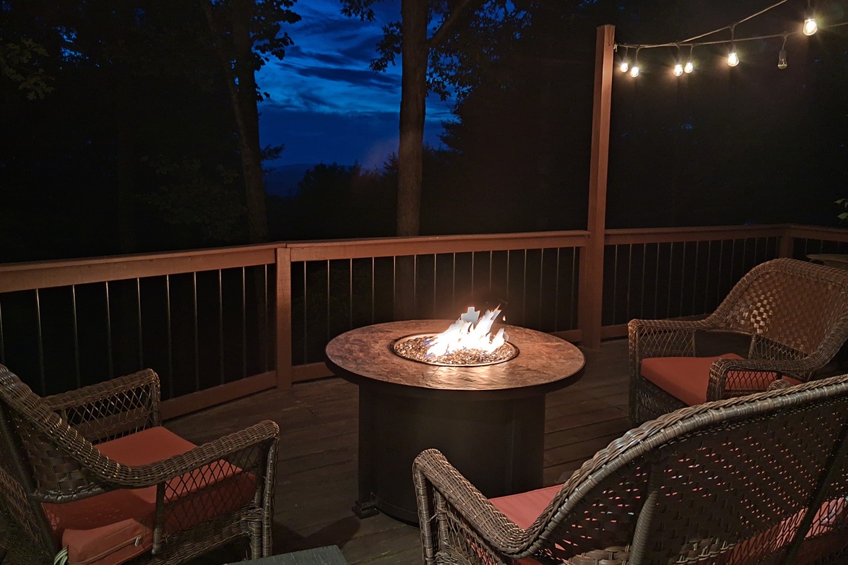 Front porch at the chalet in the evening.