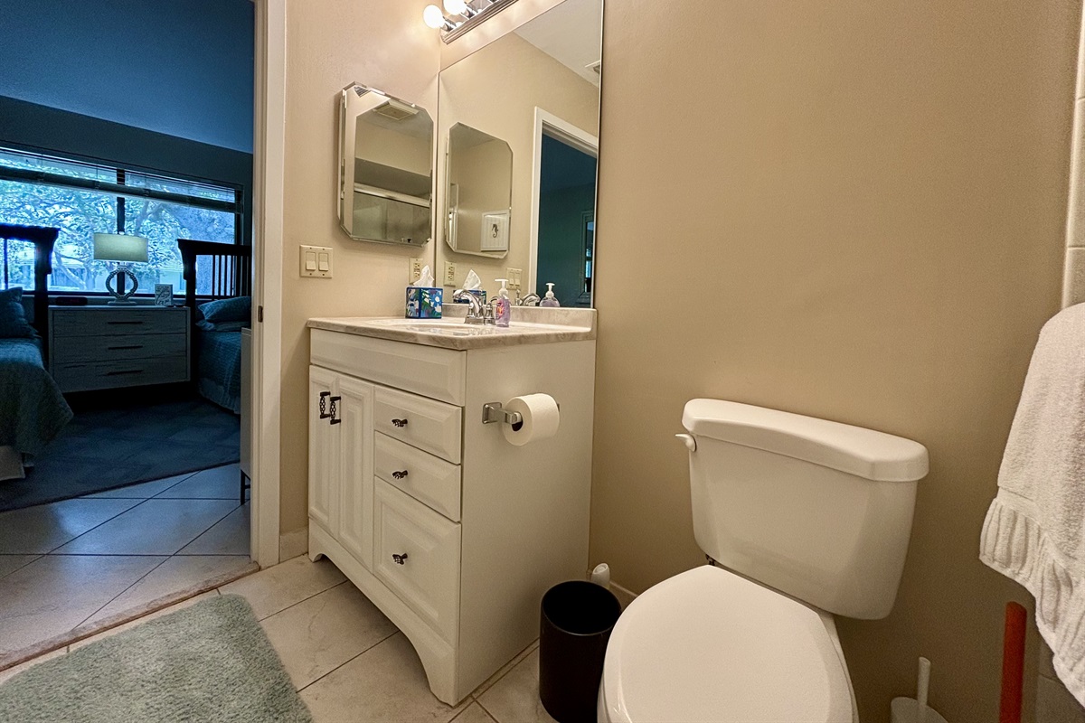 The master bathroom is located right off the master bedroom.