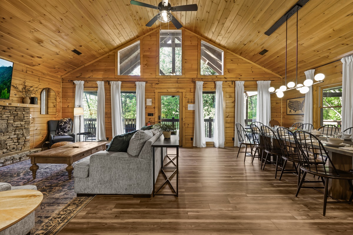 Open concept living, dining room and kitchen