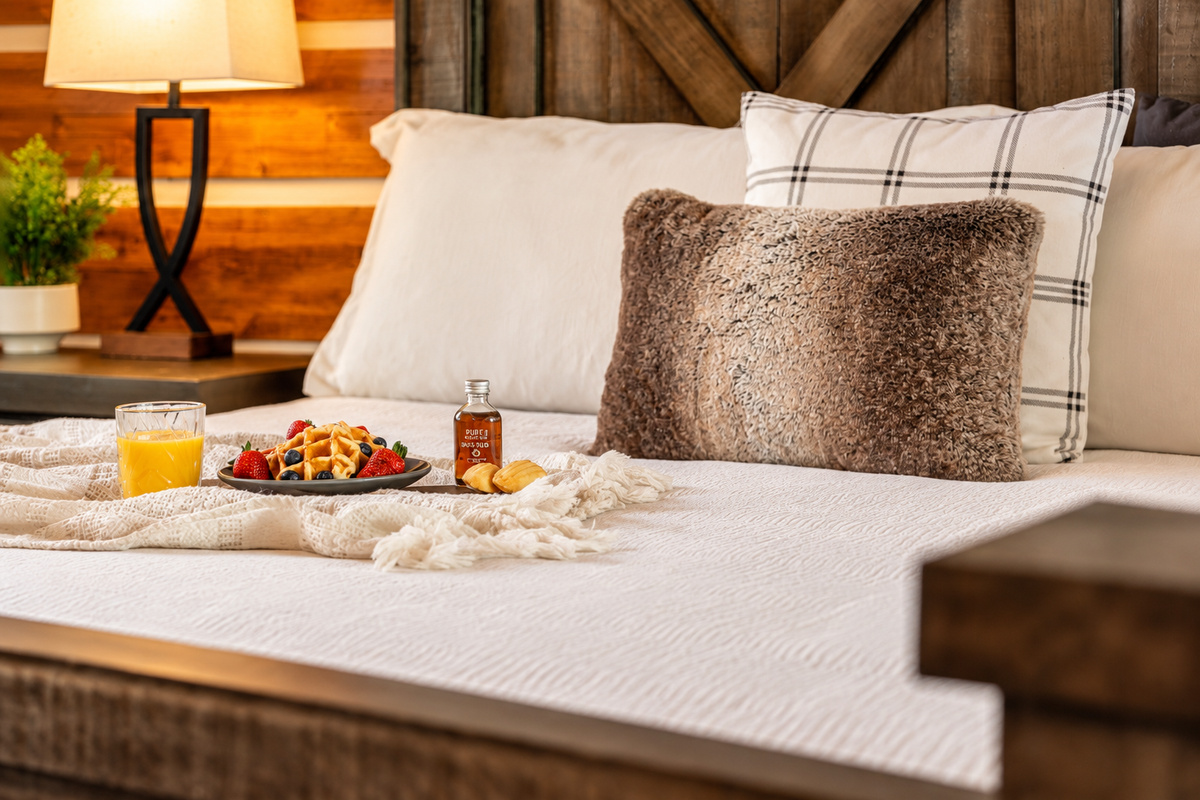 Drizzle maple syrup on waffles and linger over a lazy breakfast in bed.