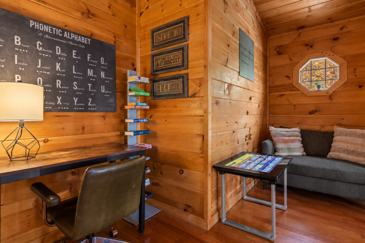 Stay connected in serenity... a dedicated desk space with mountain calm.