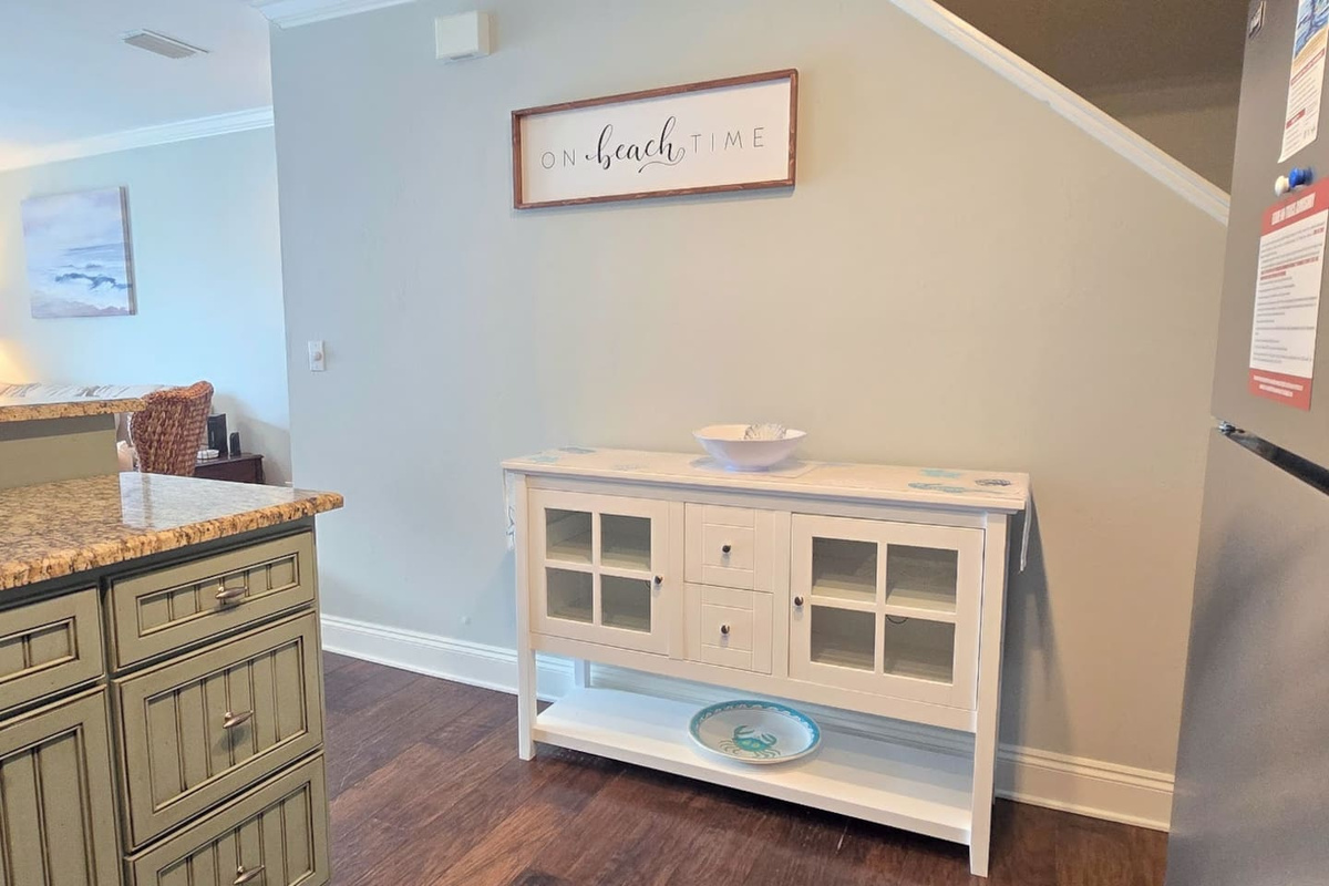 Stylish Buffet for extra storage in kitchen area.