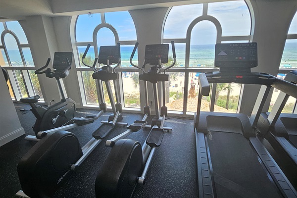 fitness upgrades, looking over beach