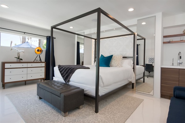 Private apartment with separate entry, bar kitchenette, desk, and ensuite bathroom