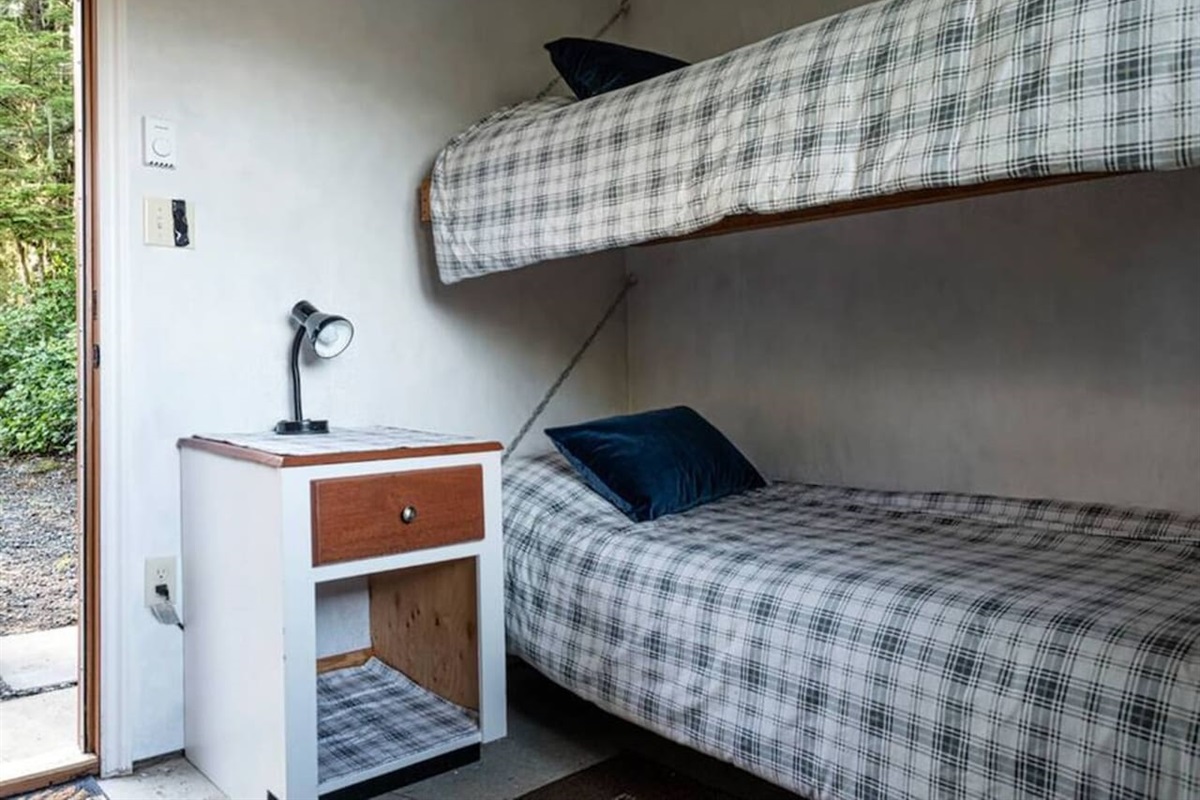 Bunkhouse side table and beds