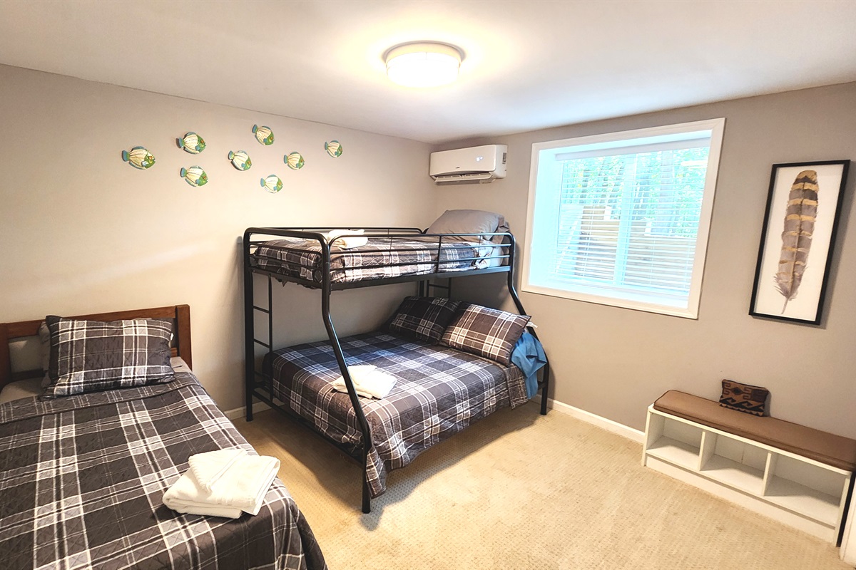 Fish Room - Twin over full bunkbed, and single twin bed