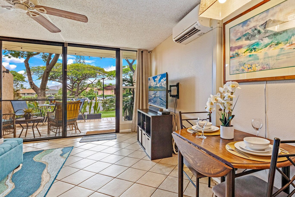 Full wall of glass with windows & sliding door. Mini-split air conditioning too!