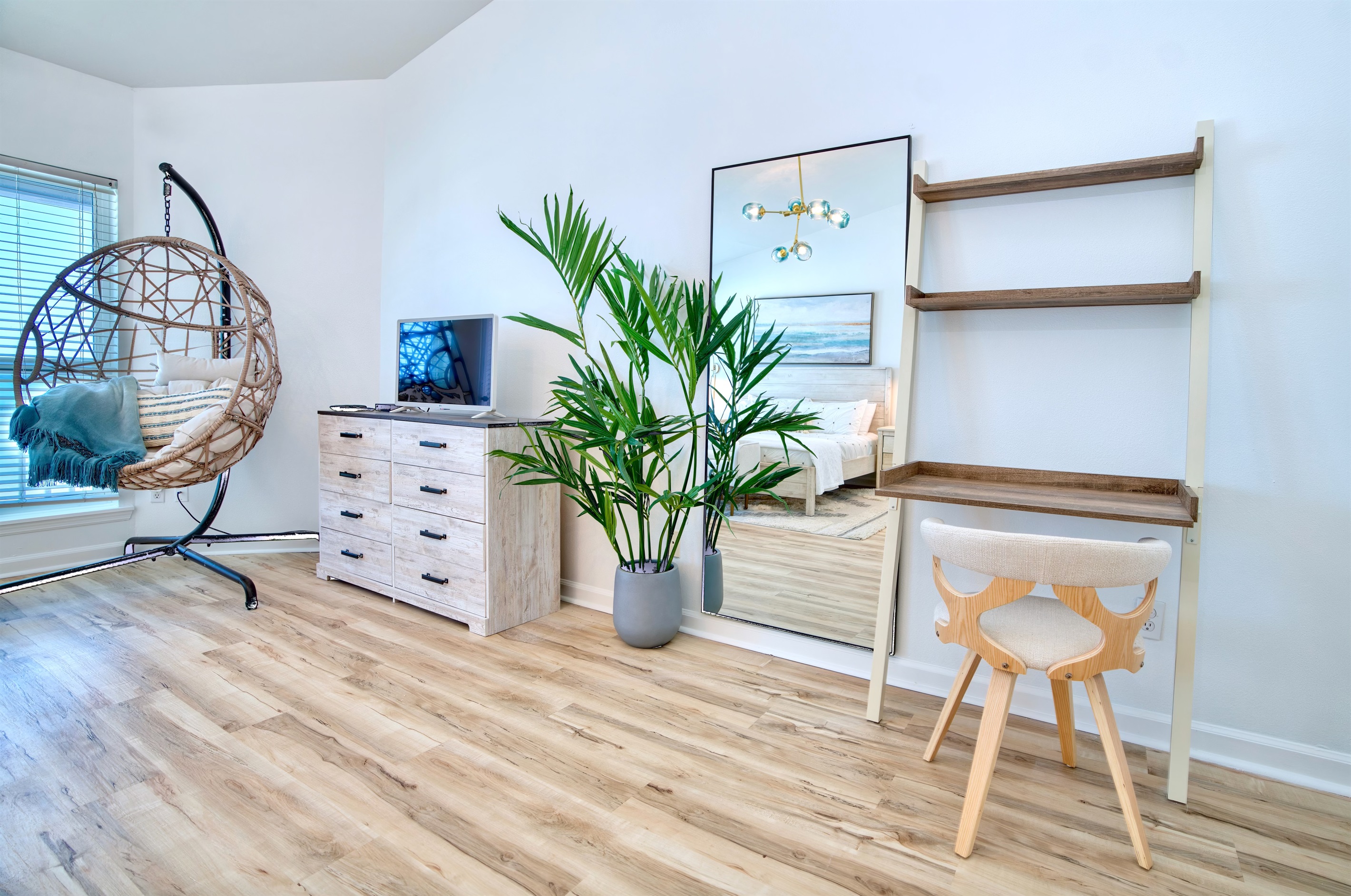 Master bedroom has a dedicated workspace