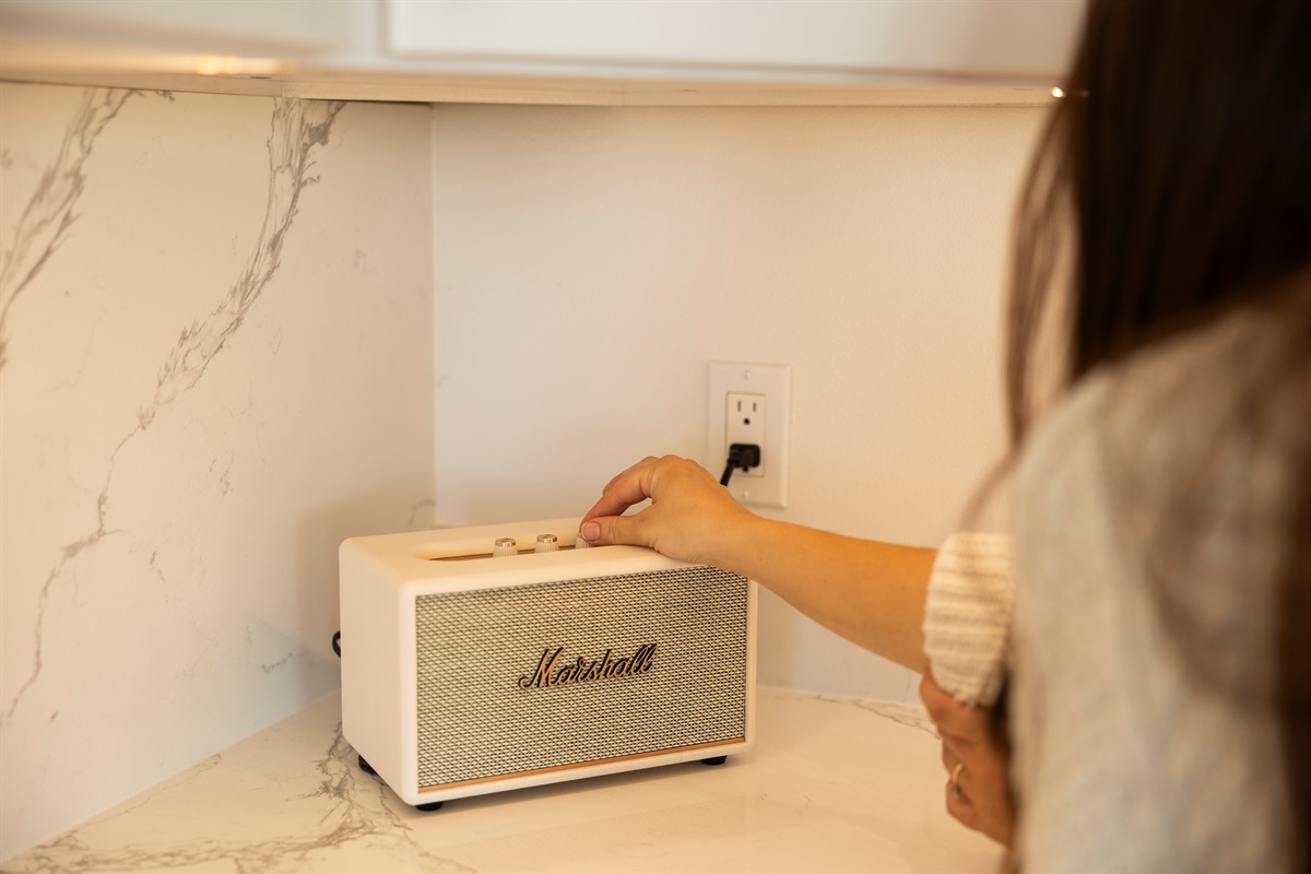 {Sound System} Two Marshall speakers — one on each floor, or take one to the garage for an epic game room dance party.