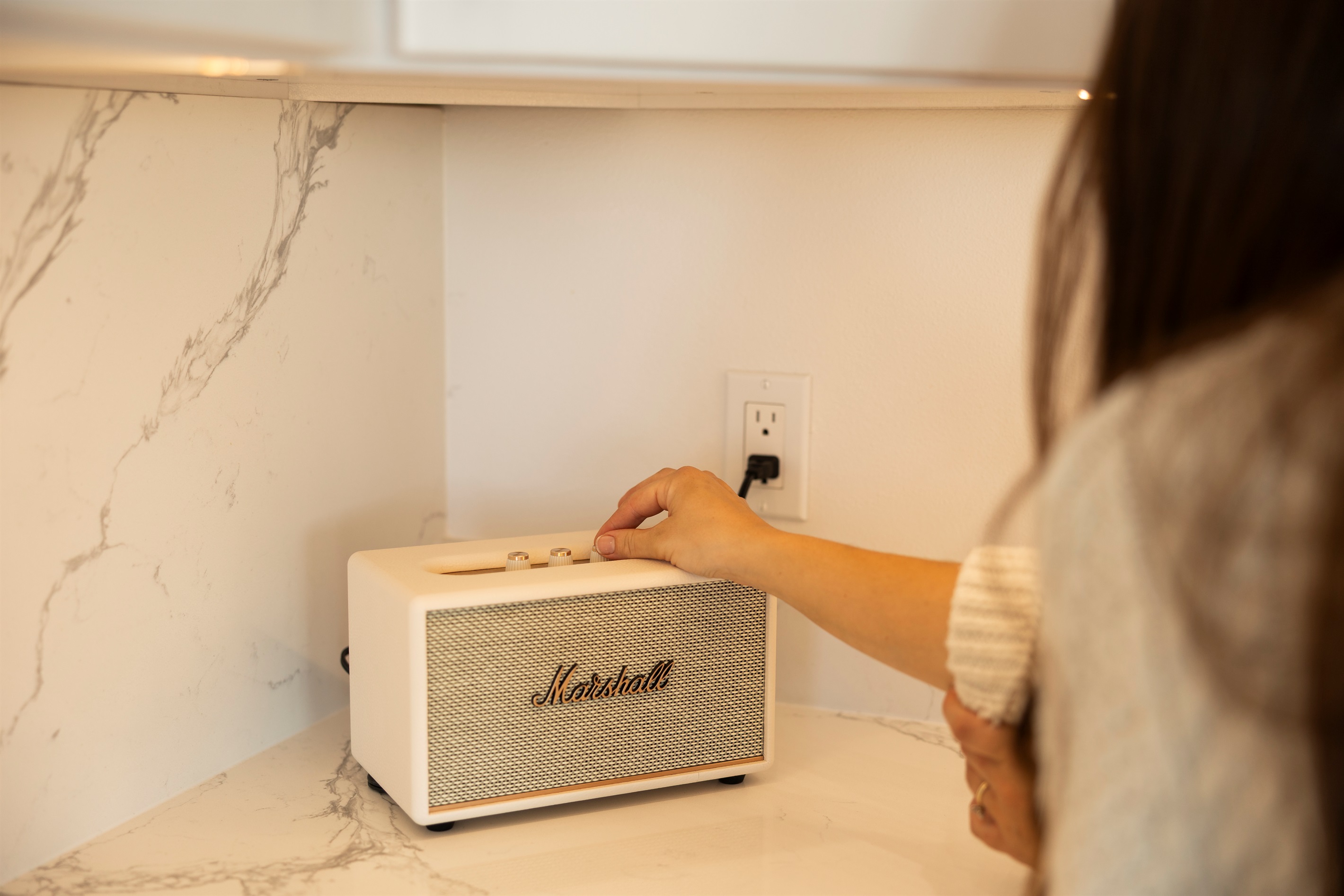 {Sound System} Two Marshall speakers — one on each floor, or take one to the garage for an epic game room dance party.
