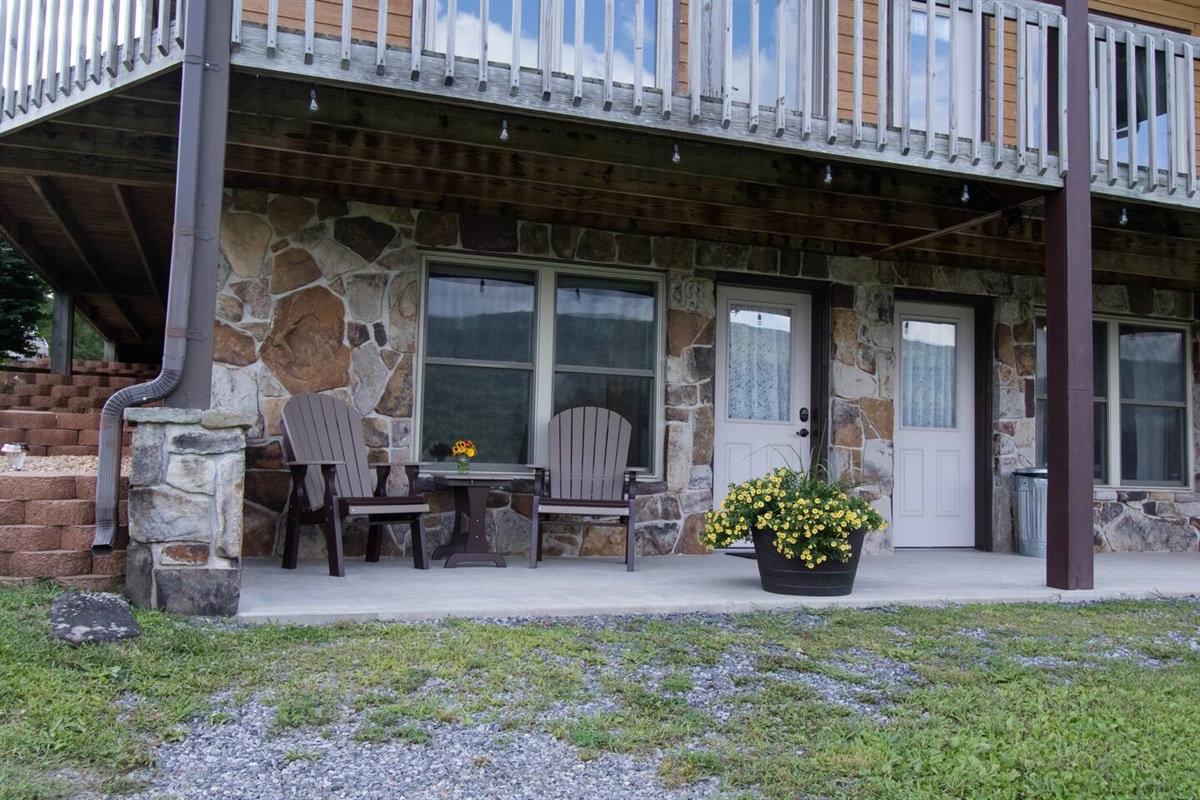 Your patio. The door to your room is the one on the left. 