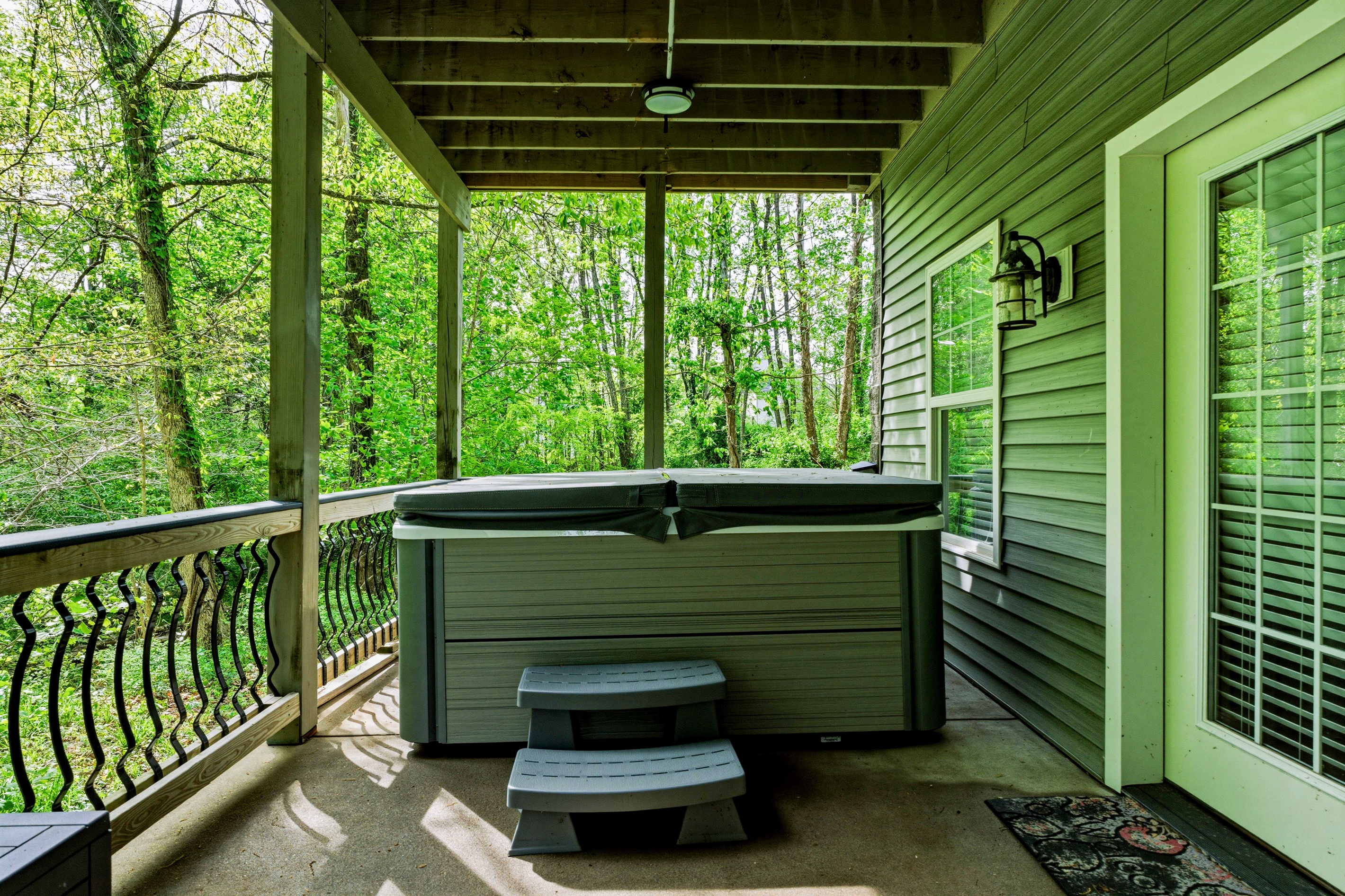 Rear patio and hot tub