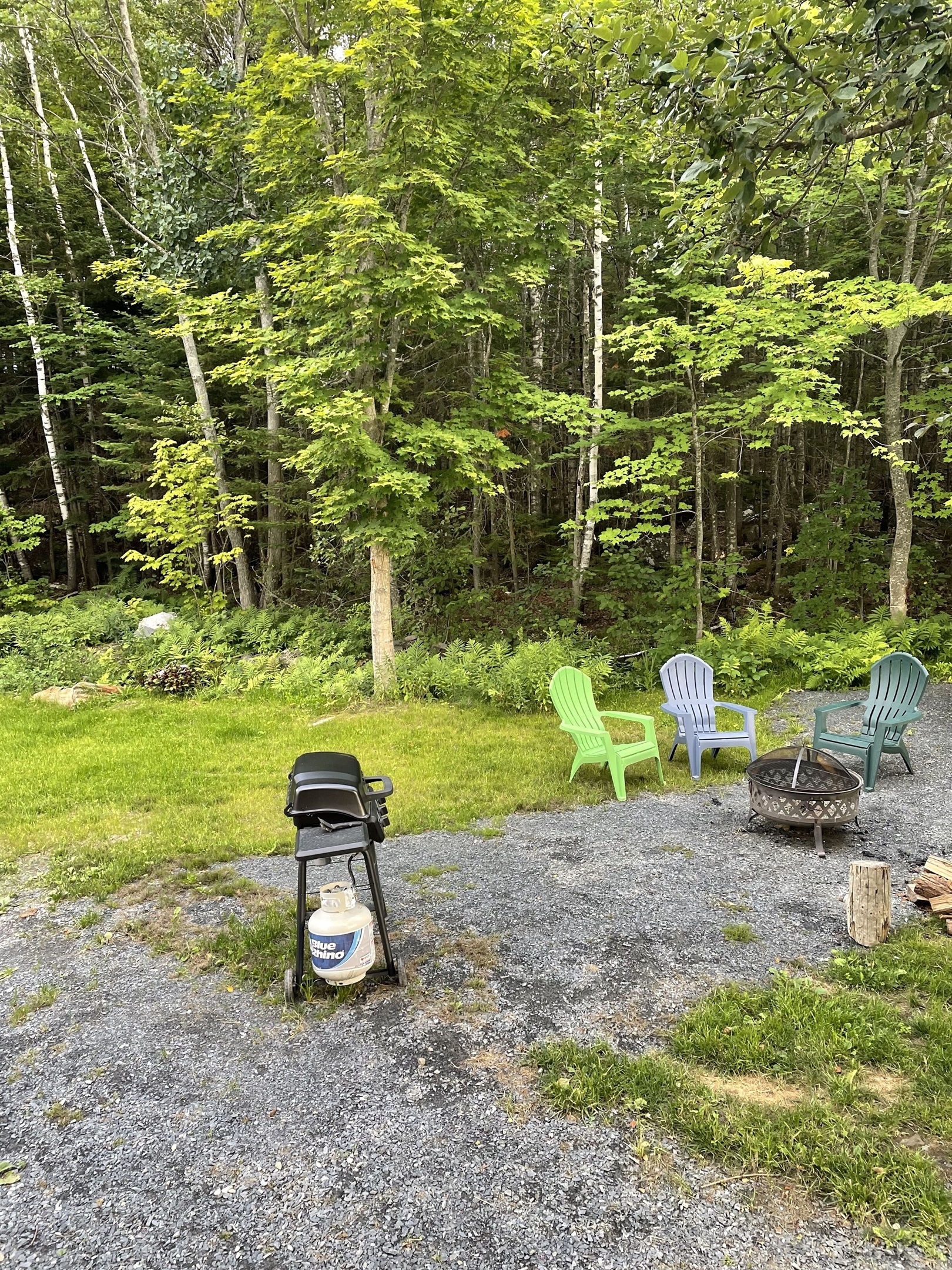 Fire pit,  grill, and plenty pf space to sit and relax by the brook in the back.