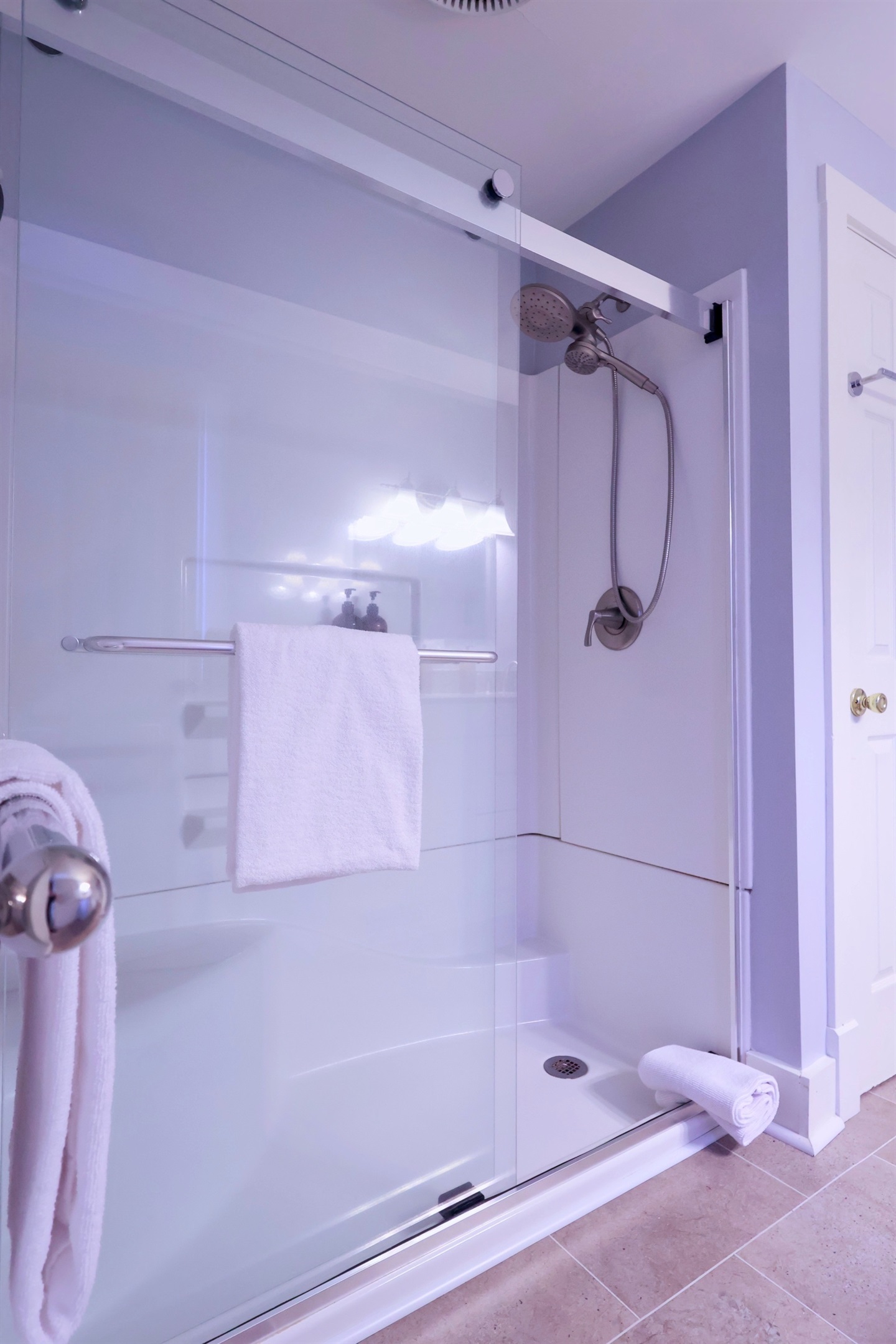Full shower with glass doors