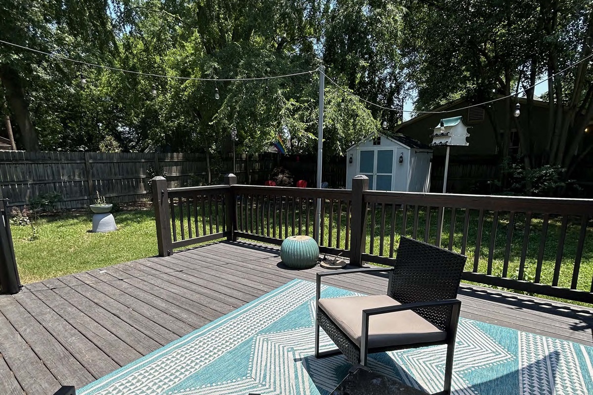 Back deck and yard for grilling and fire pit sitting!