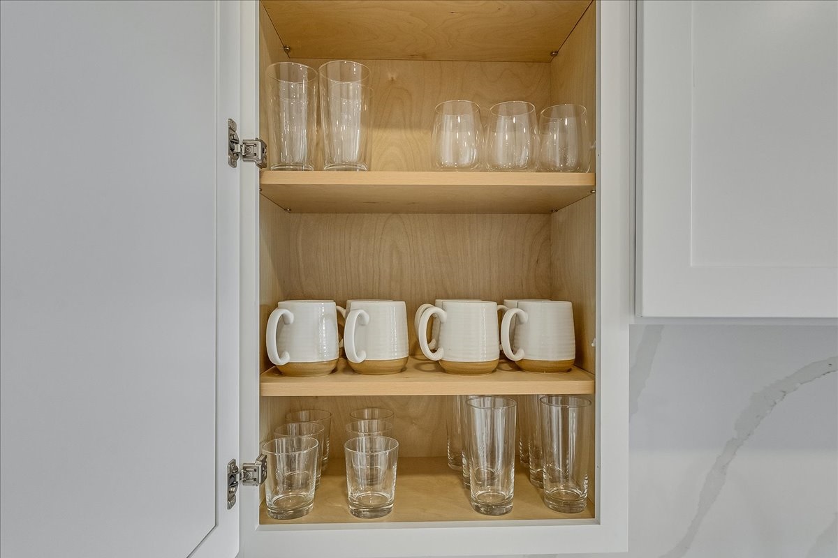 Well-stocked and ready—for coffee, tea, or juices.