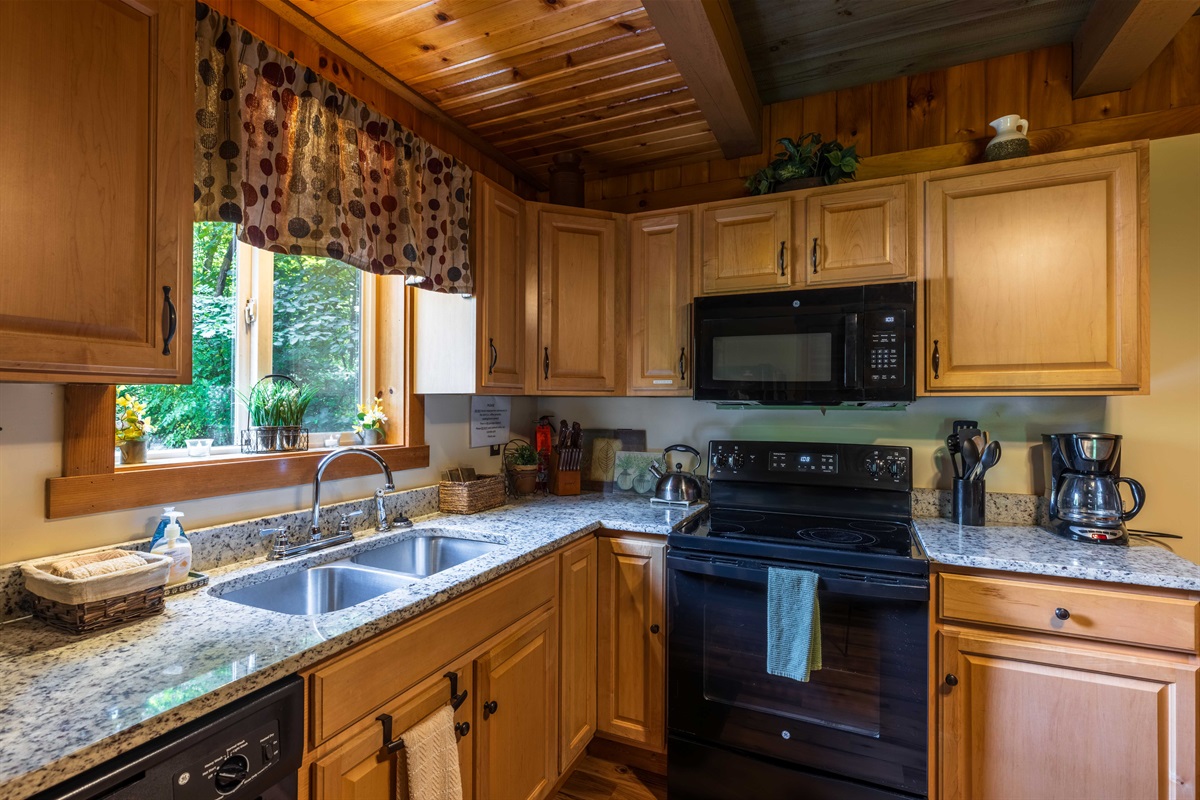 enjoy cooking a meal in our fully stocked, well-lit kitchen