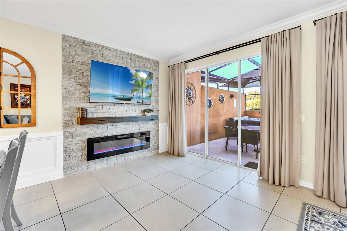 Large sliding doors lead to the private lanai