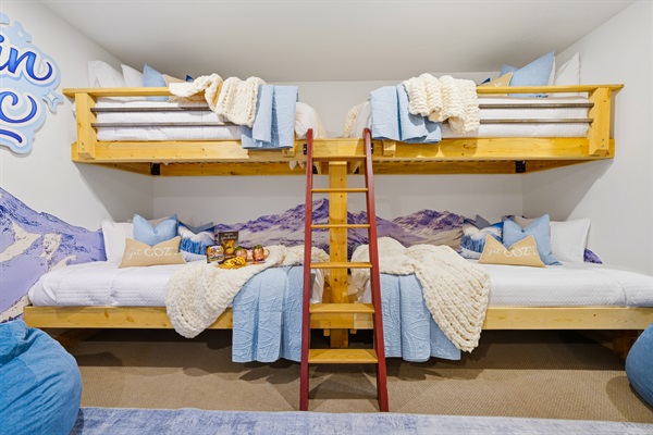 The bunk room is a haven for kids (and the young at heart), complete with four bunks.