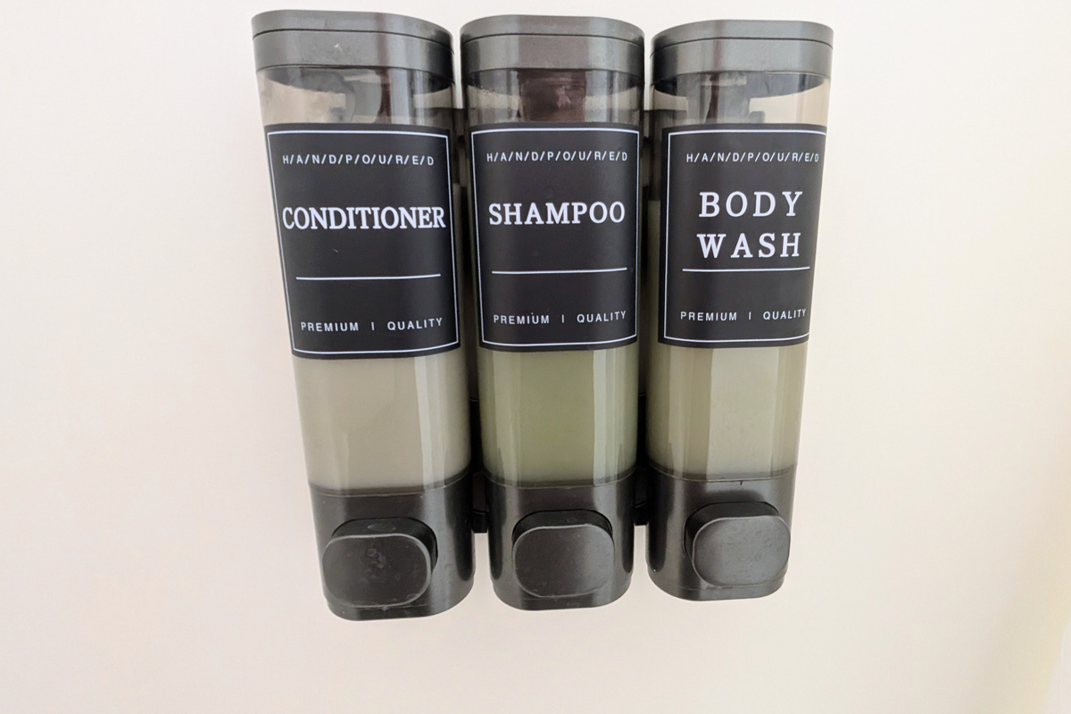 Enjoy complimentary shampoo, conditioner, and body wash, conveniently provided in the shower.