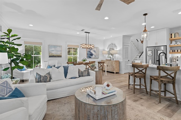 Spacious Living Area with Smart Roku TV