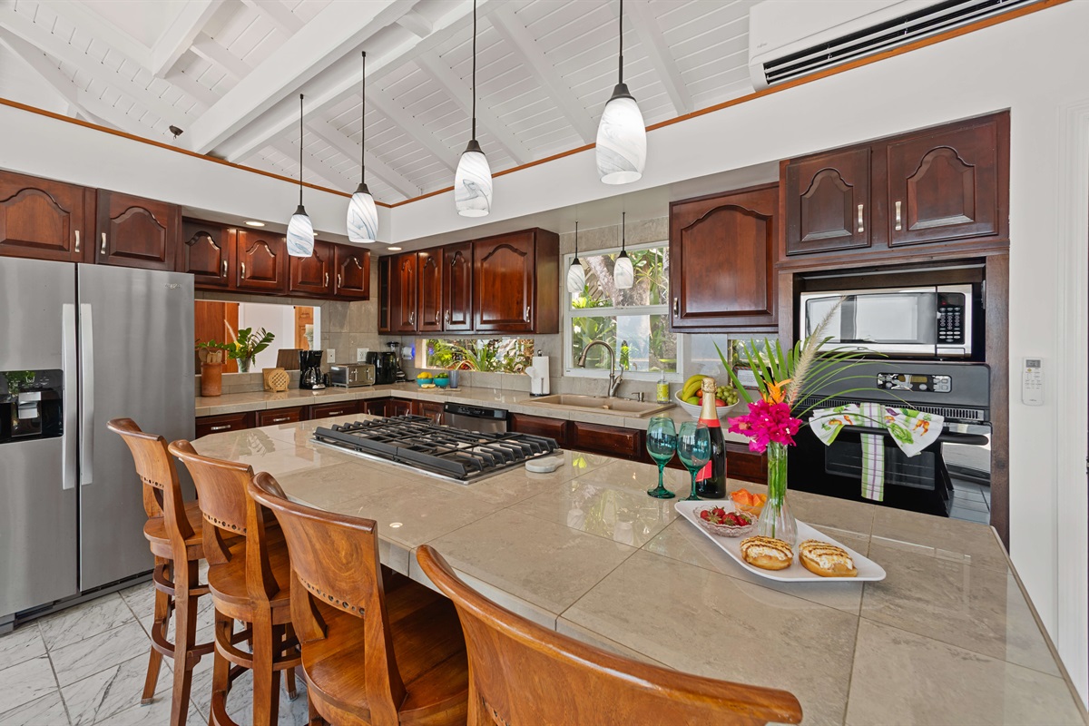 The kitchen has everything needed to cook along with most/many essential spices