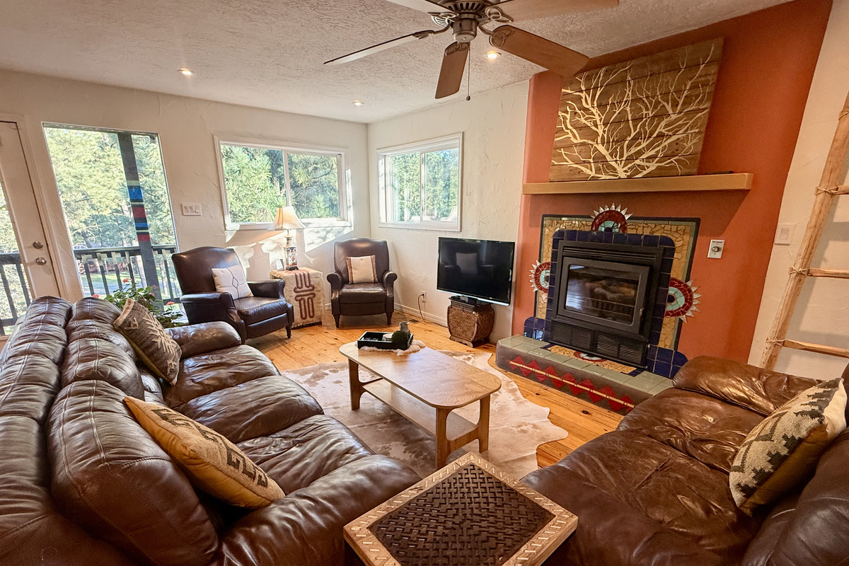 Snuggle up around the electric fireplace