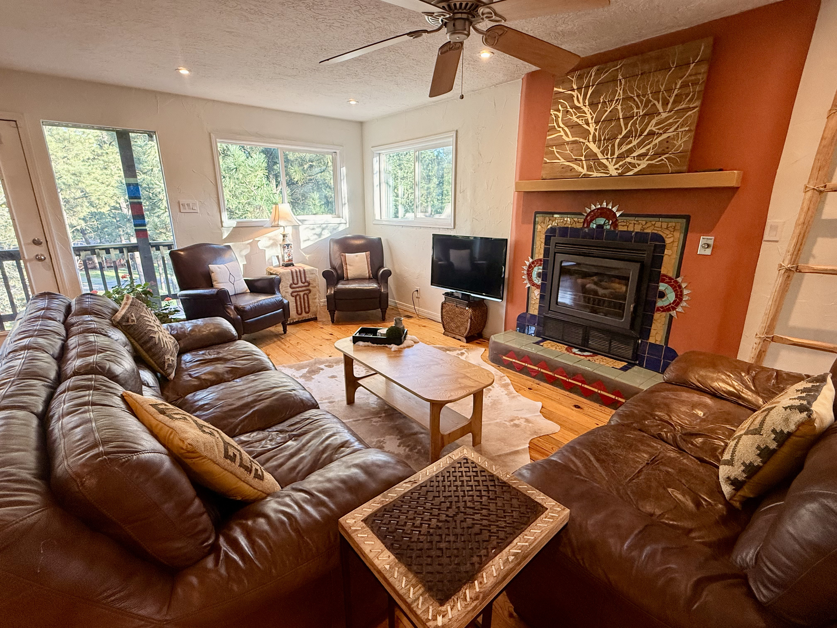 Snuggle up around the electric fireplace