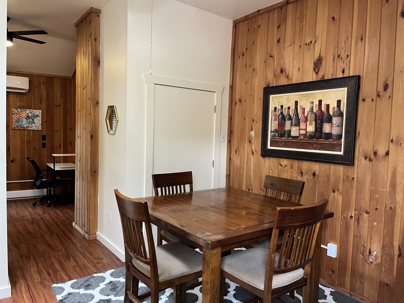 Dining area with office space beyond