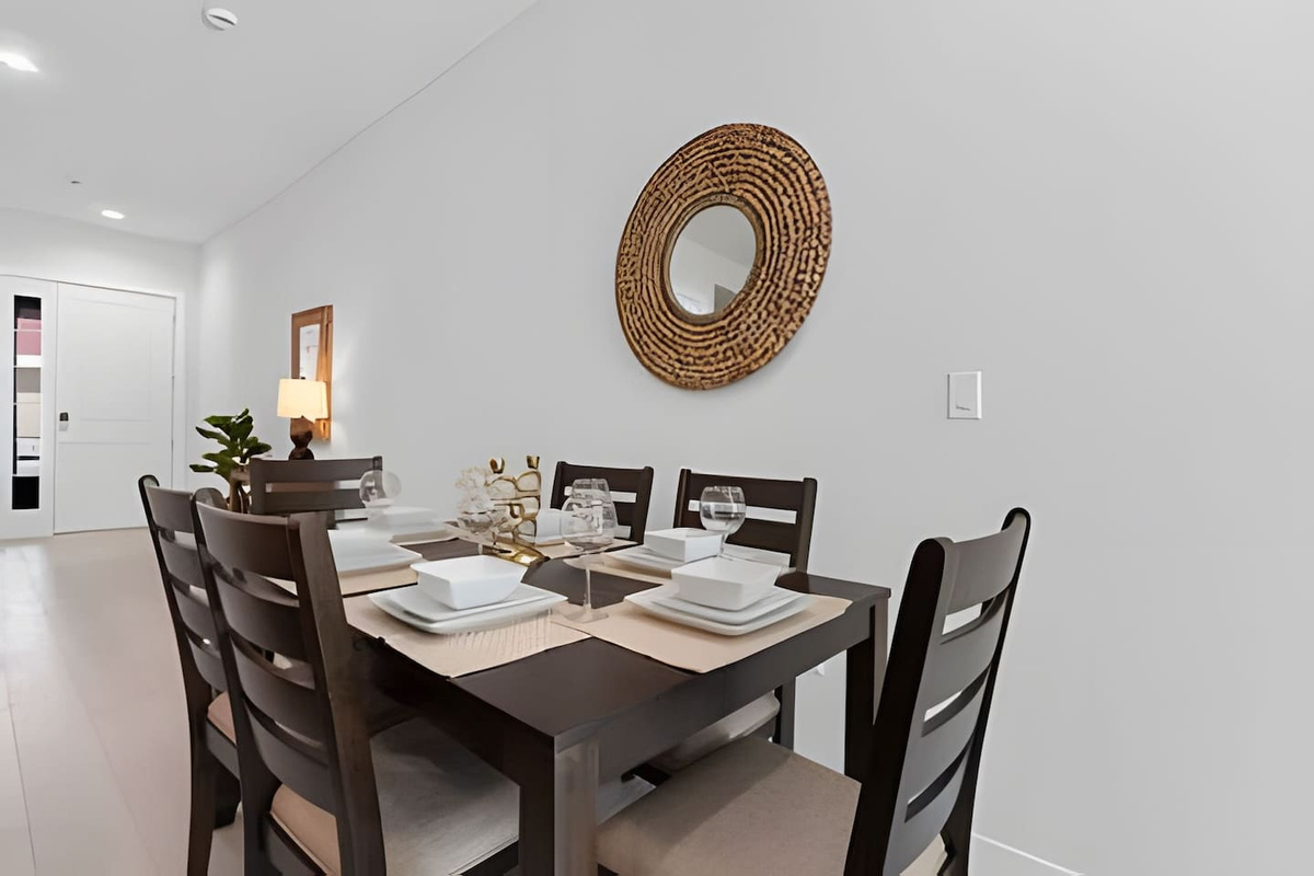 Bright and inviting, this dining nook is perfect for family dinners or relaxing meals.