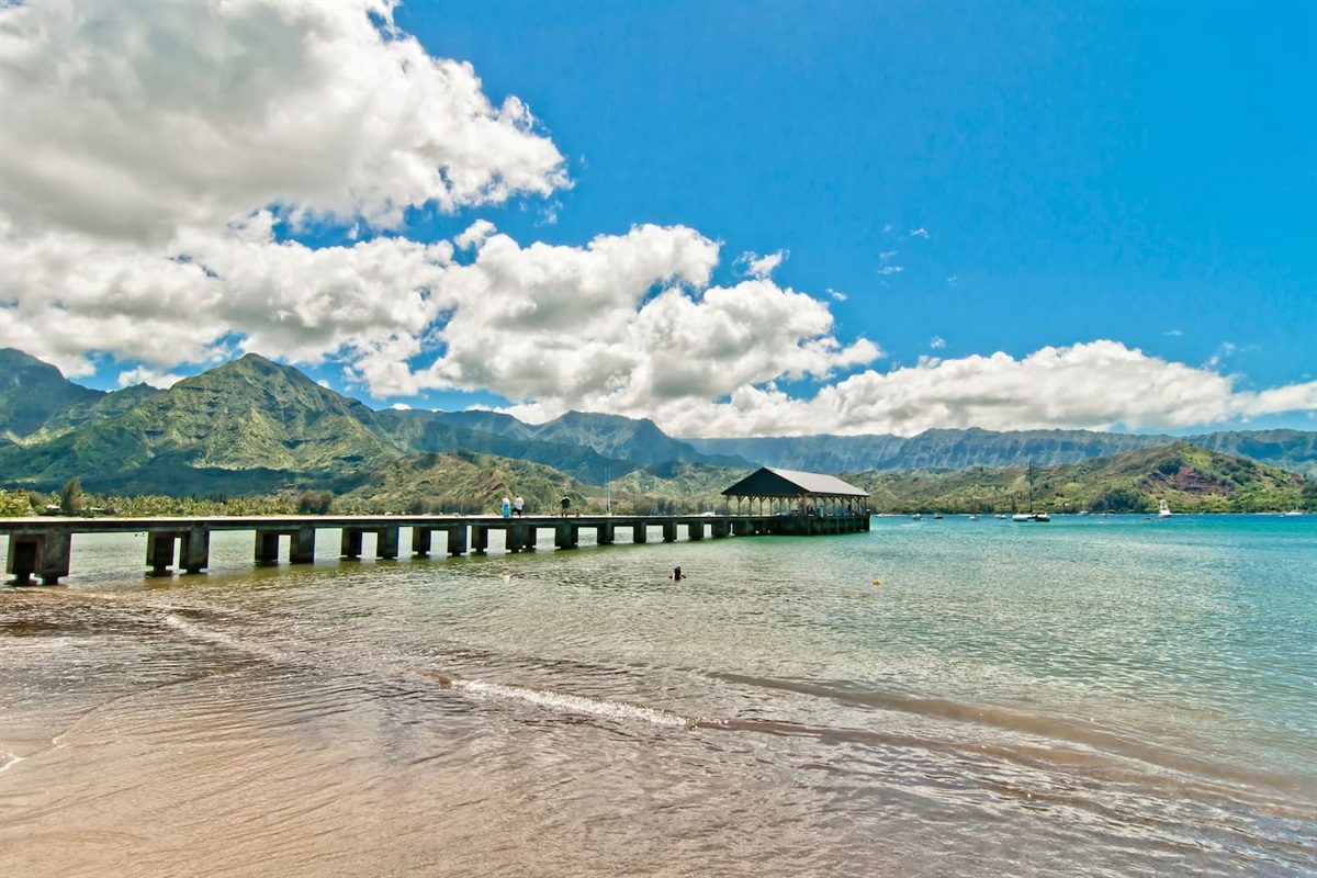 Famous Hanalei Bay Pier a very short drive for our home