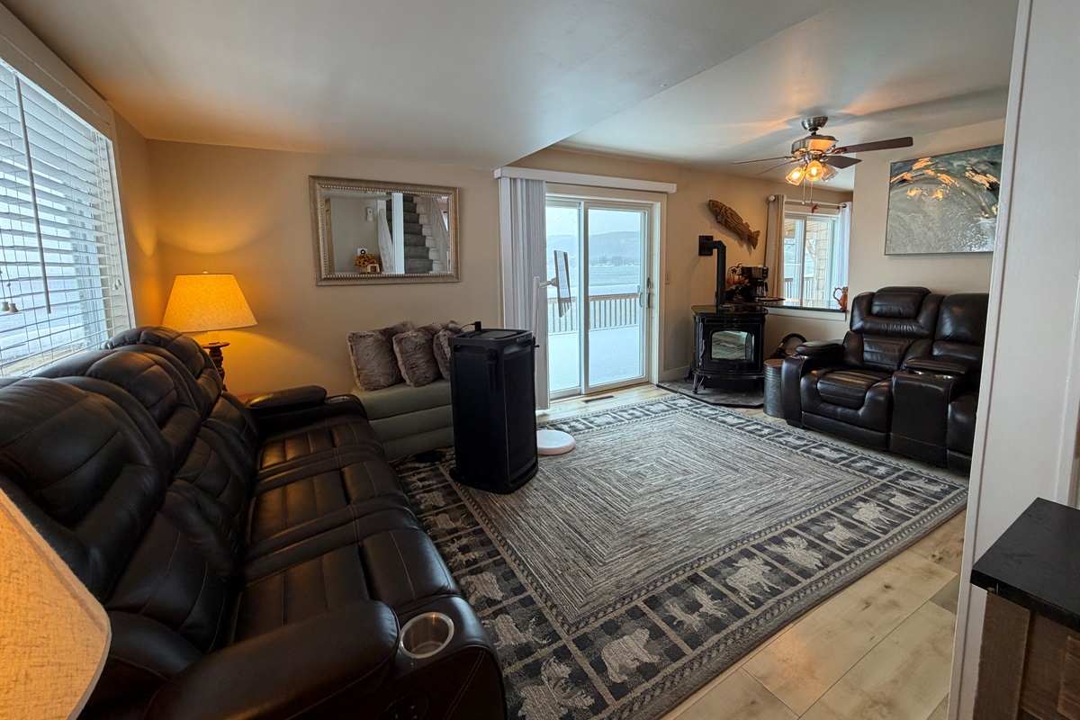 Living room with sliders onto deck