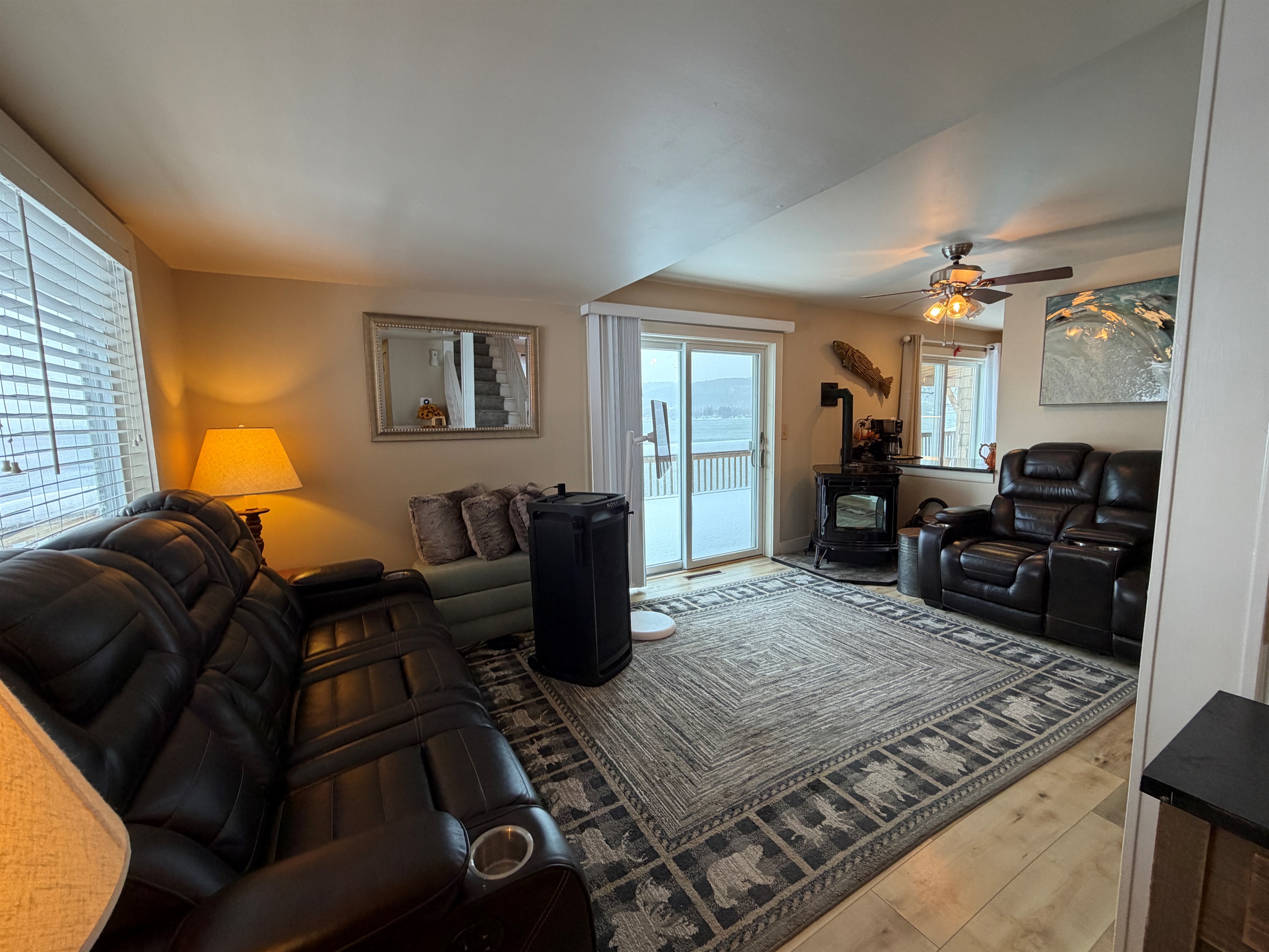 Living room with sliders onto deck