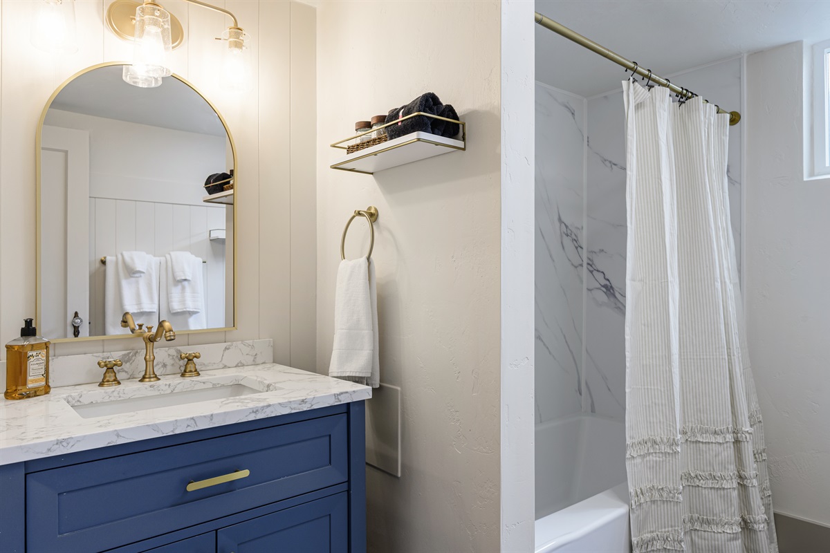 Downstairs bathroom with full shower