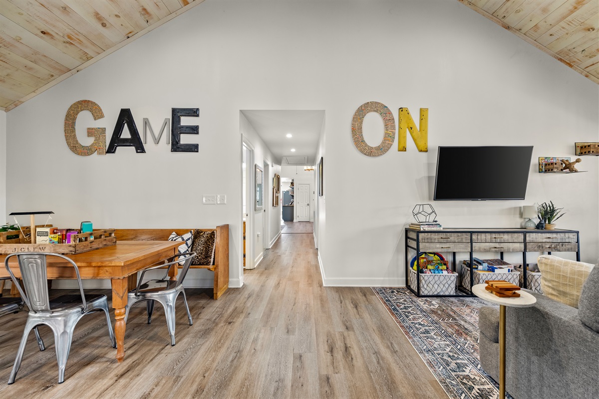 2 large, separate living rooms + multiple places to gather.