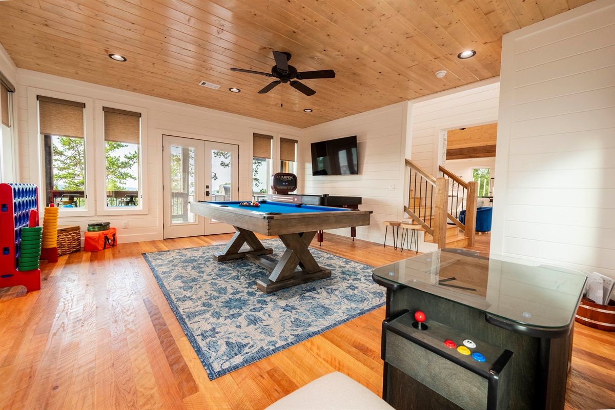 Entertainment-ready game space designed for family fun and friendly competition