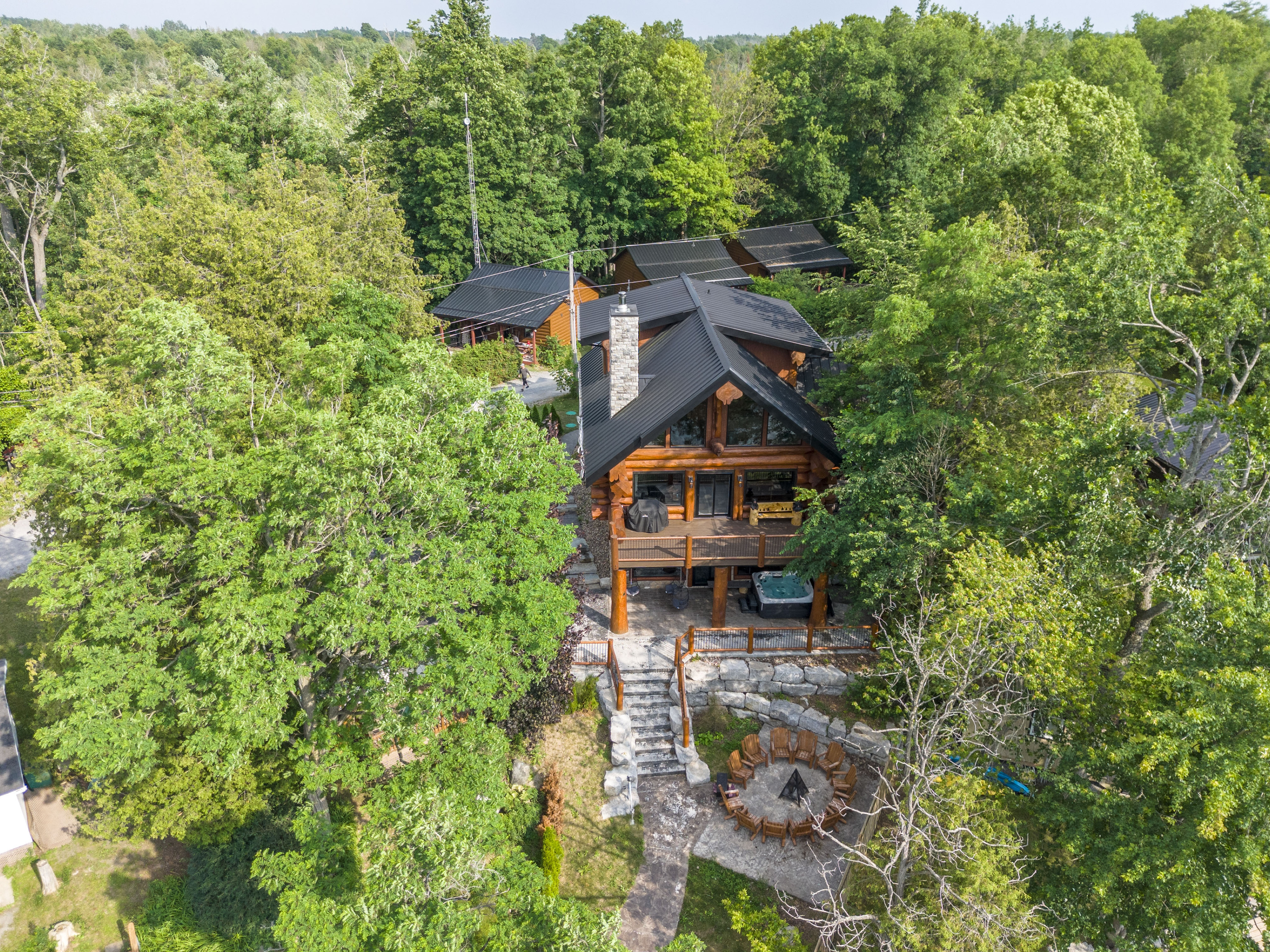 Aerial view of Bear Lodge nestled among the trees