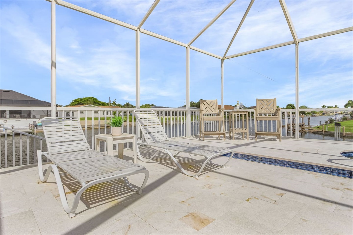 Unwind in the lounge chairs and soak up the sun while enjoying your tranquil surroundings!