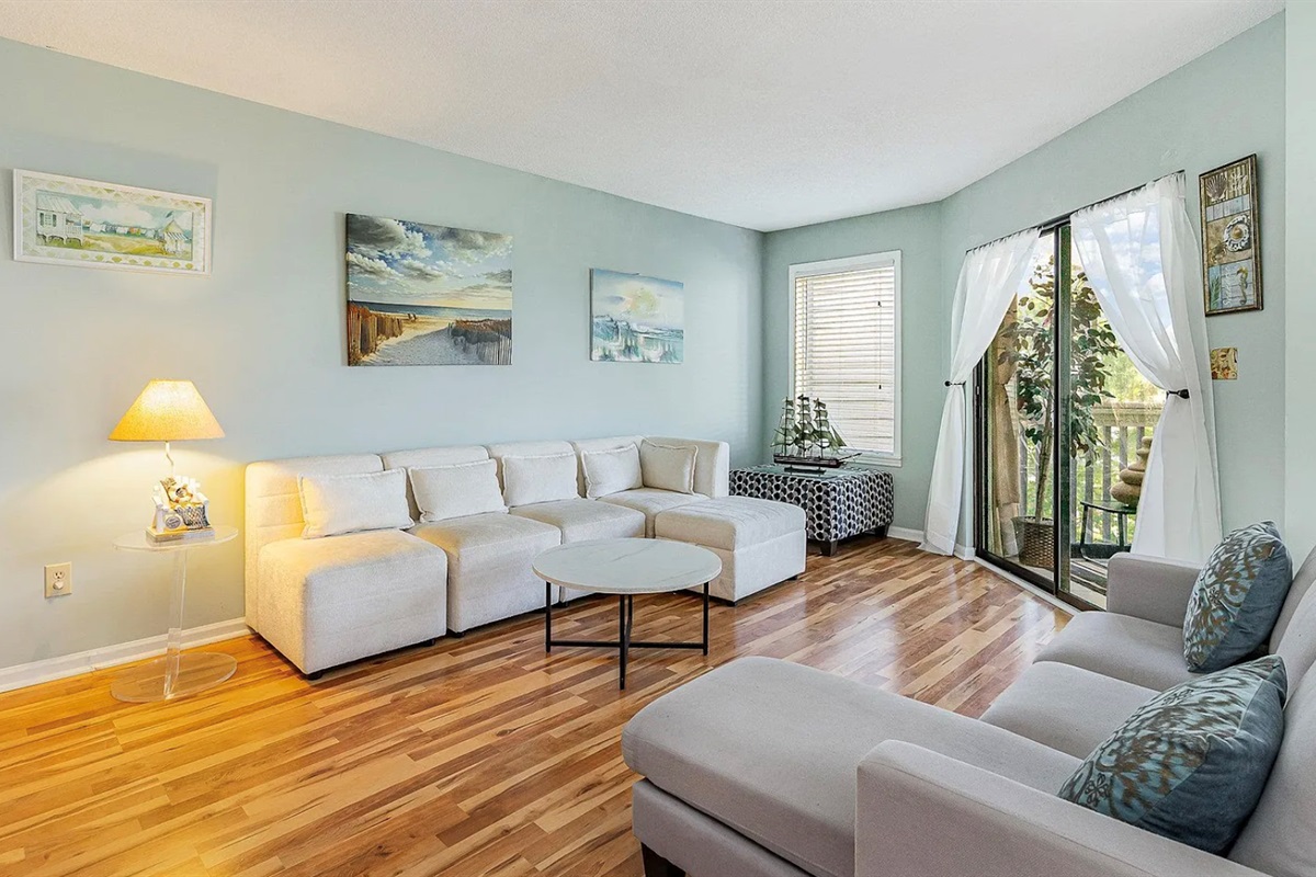 Large open Living Room with patio access