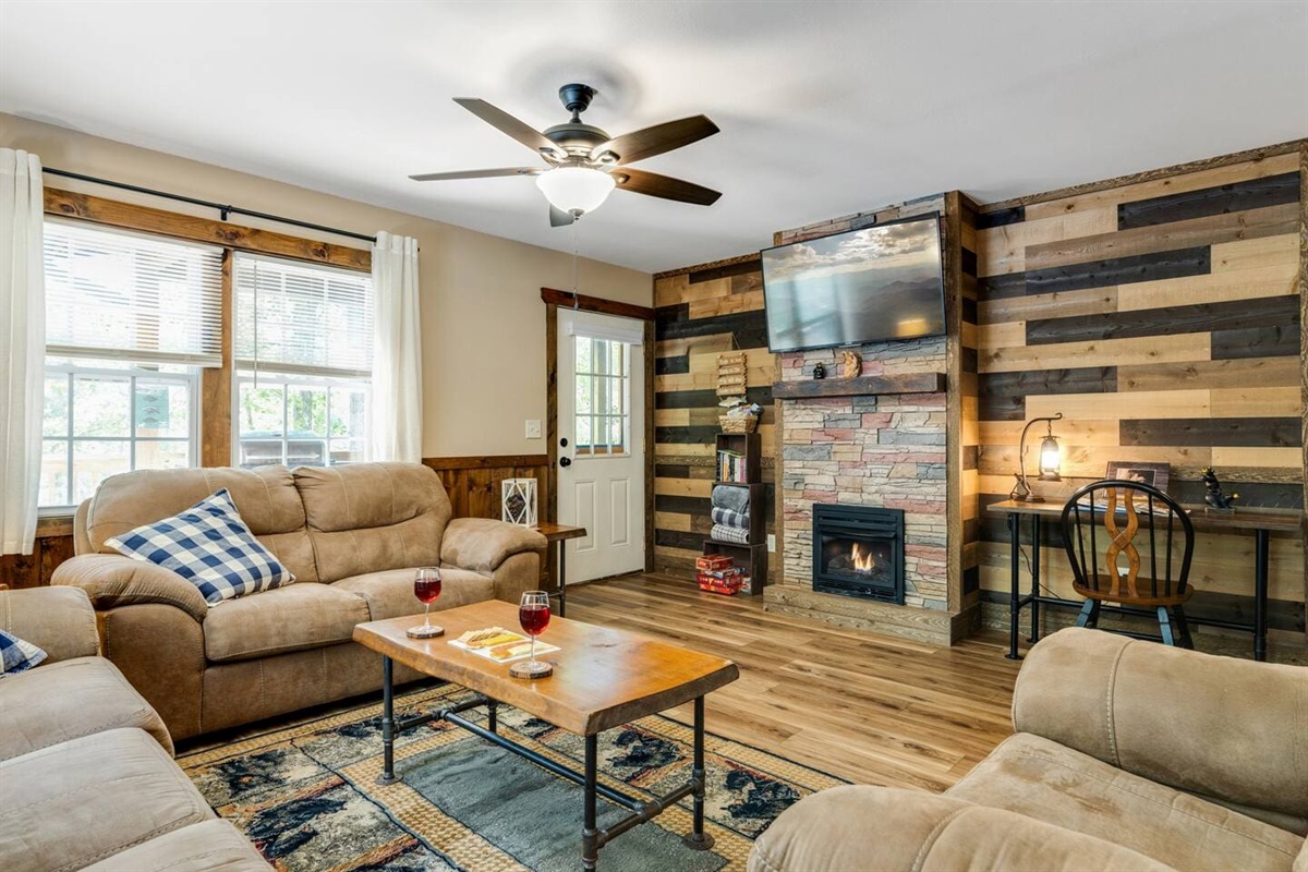 Enjoy a cool evening in front of the gas fireplace