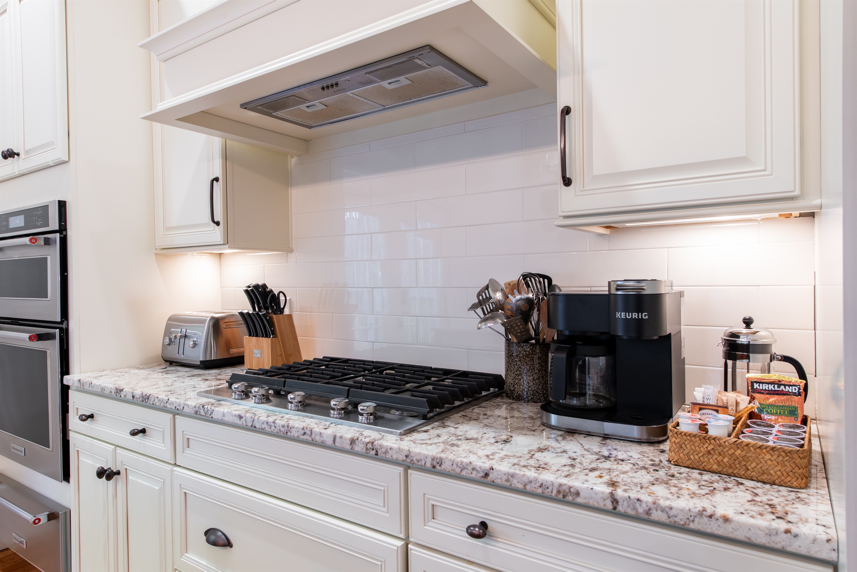 Kitchen #1- Gourmet Kitchen, Seating for 12-16, All Dish Ware, Glass Ware, Pots/Pans, Small Appliances Provided.  Keurig Duo and French Press Coffee Maker Available.