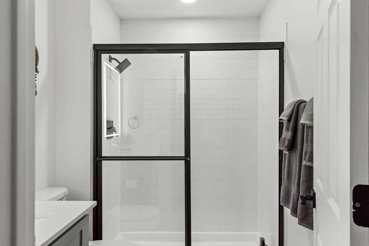 Enjoy the convenience of a fully equipped bathroom with complimentary essentials provided.