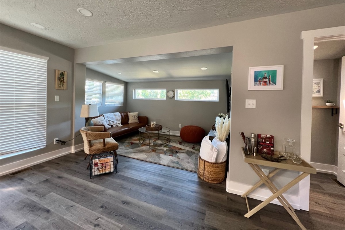 Living Room: Bright, airy space with stylish decor, perfect for relaxation and gathering!